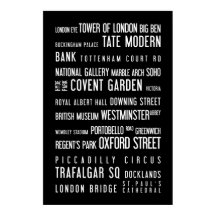 Londres - affiche typographique, noir et blanc