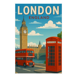 Londres Angleterre Affiche de voyage vintage – Big