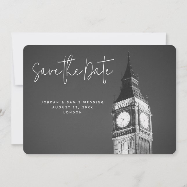 Londres Mariage Sauvez la date Big Ben Invitation (Devant)