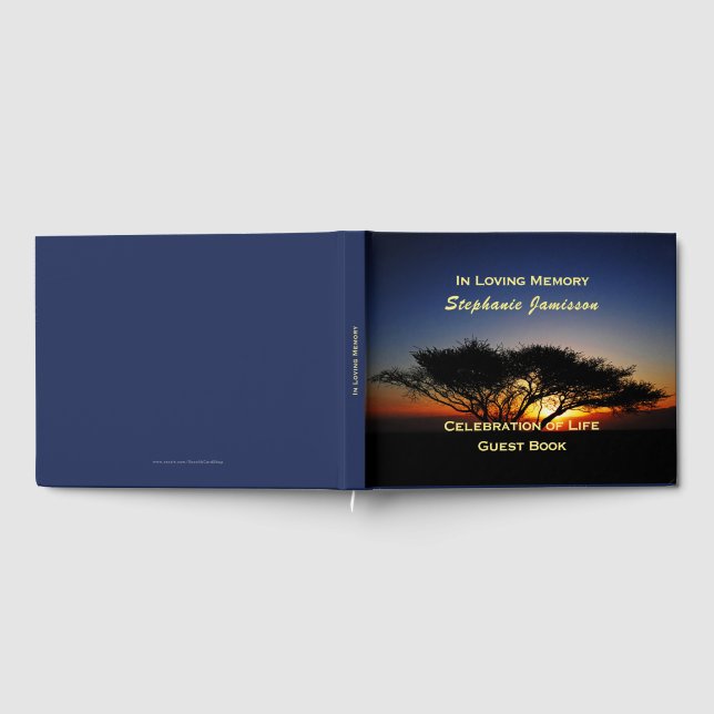 Lone Acacia Tree at Sunrise, Celebration of Life Guest Book (Full)