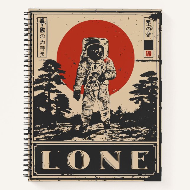 Lone Astronaut Space Explorer Solitude Design Notebook (Front)