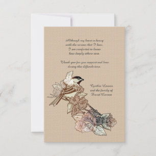 Lone Bird Bereavement Thank You Notecard (3.5 x 5)
