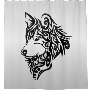 Lone Black Tribal Wolf