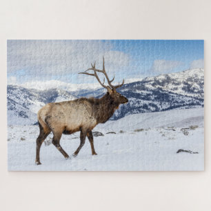 Lone Bull Elk Yellowstone National Park Jigsaw Puzzle