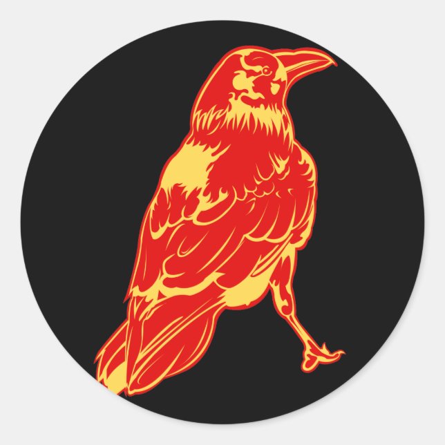 Lone Crow Illustration Classic Round Sticker (Front)