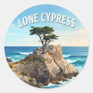 Lone Cypress California Classic Round Sticker