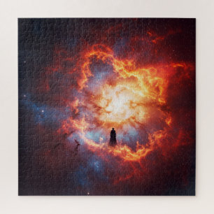 Lone Dark Figure in Fireball Energy Jigsaw Puzzle