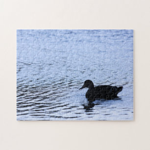 Lone Duck Silhouette Wildlife Water Ripples Photo Jigsaw Puzzle