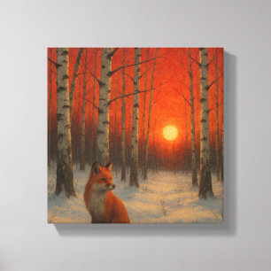 Lone Fox in winter  Canvas Print