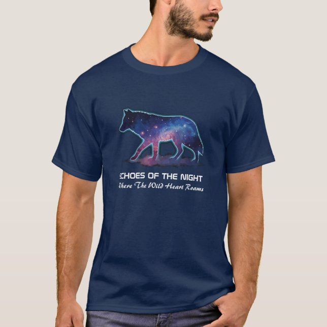 Lone Galaxy Wolf Silhouette (Echoes of the night) T-Shirt (Front)