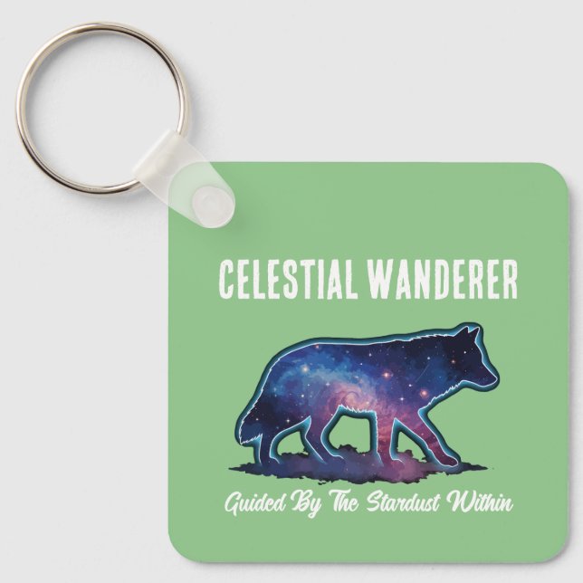 Lone Galaxy Wolf Silhouette Keychain (Front)