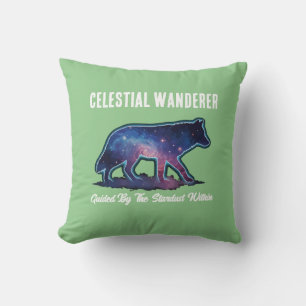 Lone Galaxy Wolf Silhouette Throw Pillow