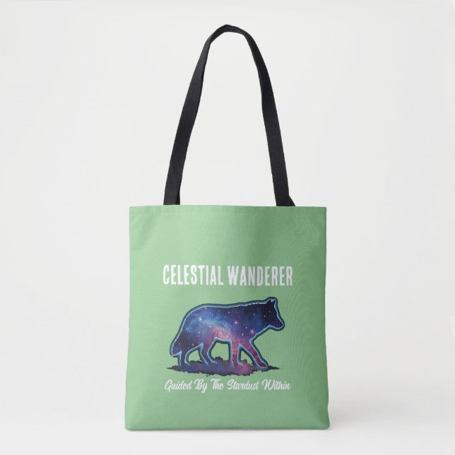 Lone Galaxy Wolf Silhouette Tote Bag (Front)