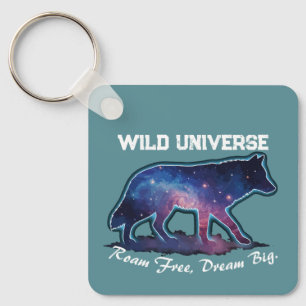 Lone Galaxy Wolf Silhouette (wild universe) Keychain