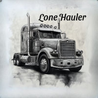 "Lone Hauler – Bold Charcoal Bobtail Truck Art Pri