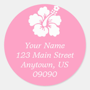 Lone Hibiscus Flower Address Label (Pink)