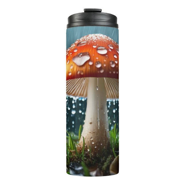 Lone Mushroom in a Heavy Rain Thermal Tumbler (Front)