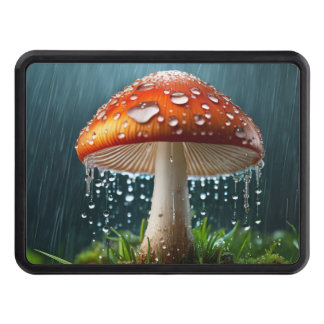 Lone Mushroom in a Heavy Rain Trailer Hitch Cover