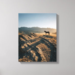 Lone Mustang Desert Ridge Painting Canvas Print