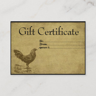 Lone Ol' Rooster- Prim Gift Certificate Cards