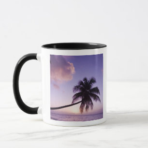 Lone palm tree at sunset, Coconut Grove beach Mug