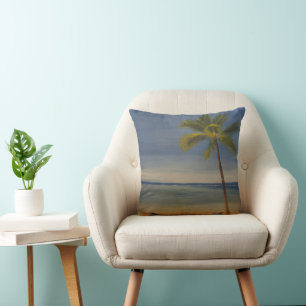Lone Palm Tree on the Beach, by Gary Poling Throw Pillow