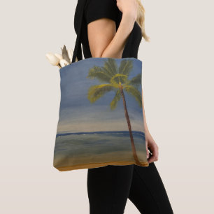 Lone Palm Tree on the Beach, by Gary Poling Tote Bag