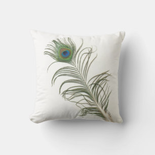 Lone Peacock Feather Wishes Throw Pillow