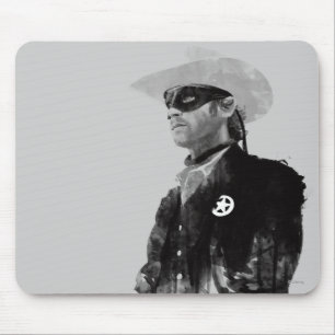 Lone Ranger John Reid - Black and White Mouse Pad
