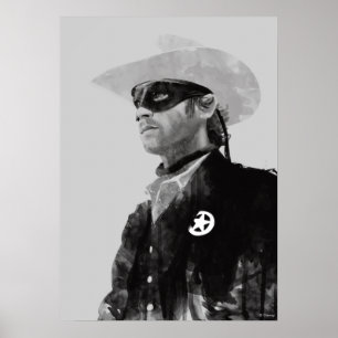 Lone Ranger John Reid - Black and White Poster