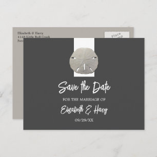 Lone Sand Dollar - Charcoal Gray - Save the Date Announcement Postcard