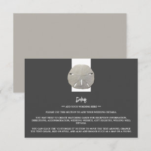Lone Sand Dollar - Charcoal Gray - Wedding Detail Enclosure Card