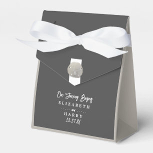 Lone Sand Dollar - Charcoal Grey - Beach Wedding Favor Box