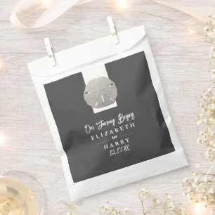 Lone Sand Dollar - Charcoal Grey - Beach Wedding Favour Bag
