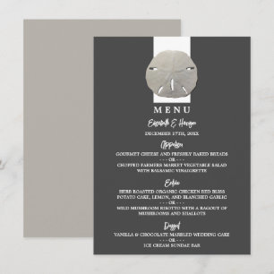 Lone Sand Dollar - Charcoal Grey - Beach Wedding Menu