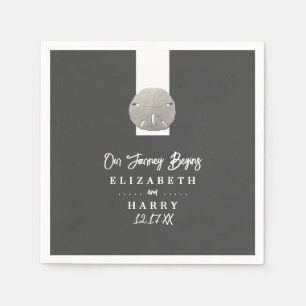 Lone Sand Dollar - Charcoal Grey - Beach Wedding Napkin