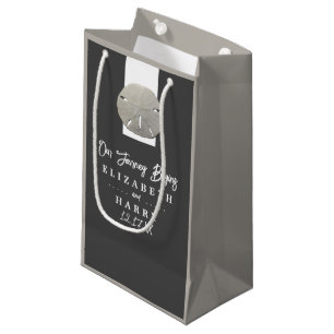 Lone Sand Dollar - Charcoal Grey - Beach Wedding Small Gift Bag