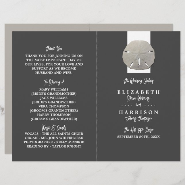 Lone Sand Dollar, Charcoal Grey, Programme de mari (Devant / Derrière)