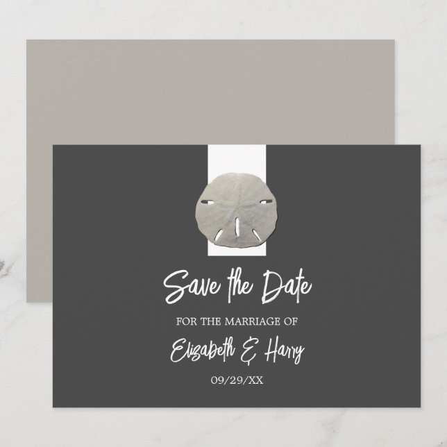 Lone Sand Dollar - Charcoal Grey - Save the Date (Front/Back)