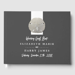 Lone Sand Dollar - Charcoal Grey - Wedding Guest Book