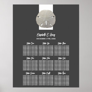 Lone Sand Dollar, Charcoal, Wedding Seating Chart