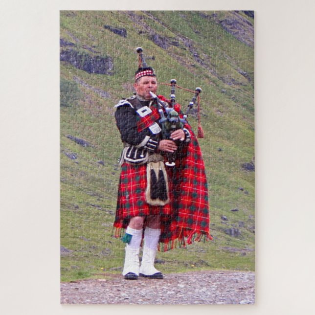 Lone Scottish bagpiper, Highlands, Scotland 2 Jigsaw Puzzle (Vertical)