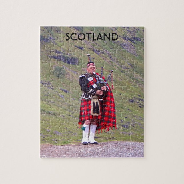 Lone Scottish bagpiper, Highlands, Scotland Jigsaw Puzzle (Vertical)