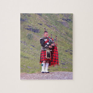 Lone Scottish bagpiper, Highlands, Scotland Jigsaw Puzzle