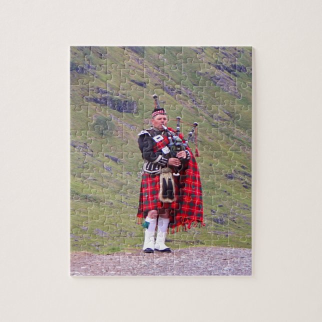 Lone Scottish bagpiper, Highlands, Scotland Jigsaw Puzzle (Vertical)