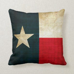 Lone Star Flag of Texas Grunge Rustic Patriotic Throw Pillow