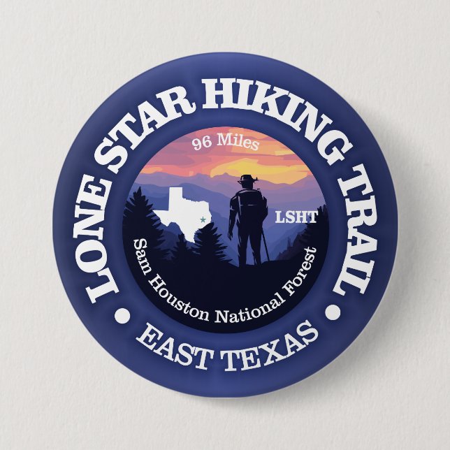Lone Star Hiking Trail (rd2) 3 Inch Round Button (Front)