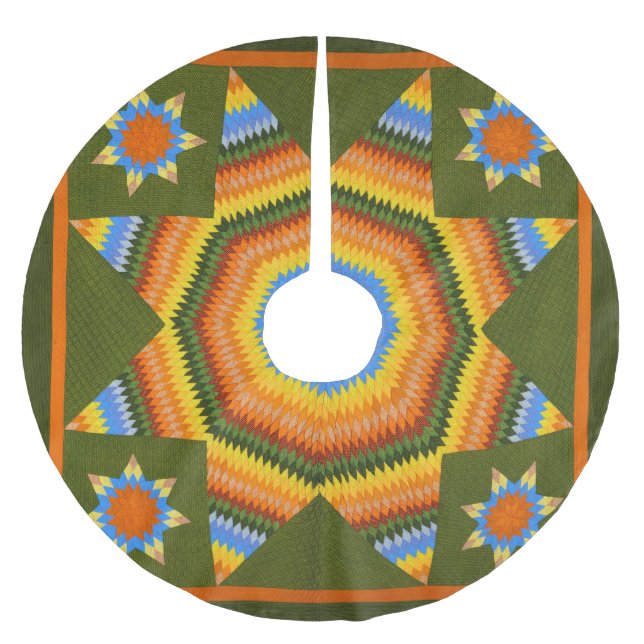 Lone Star quilt Brushed Polyester Tree Skirt (Front)