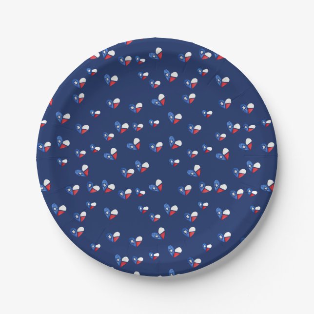 Lone Star State Texas Flag Heart Paper Plate (Front)