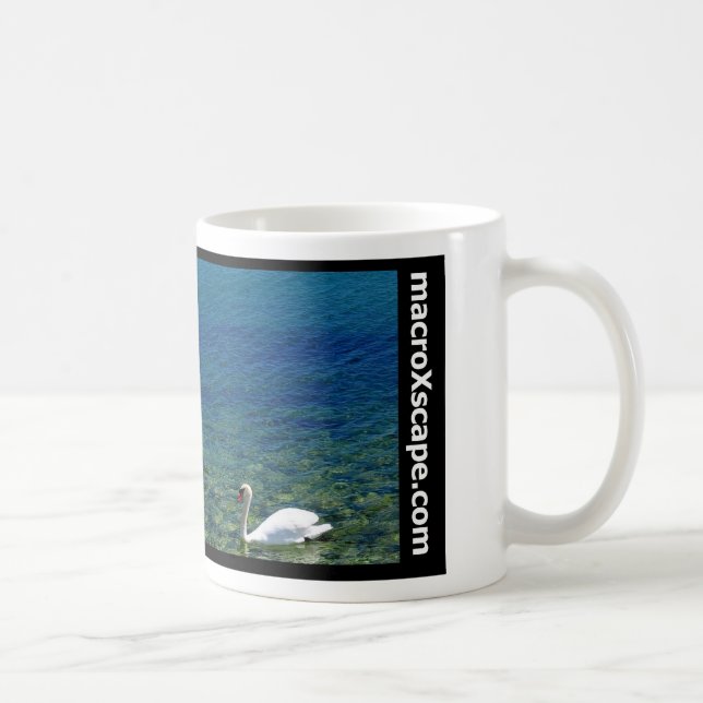 lone swan in blue ocean coffee mug (Right)